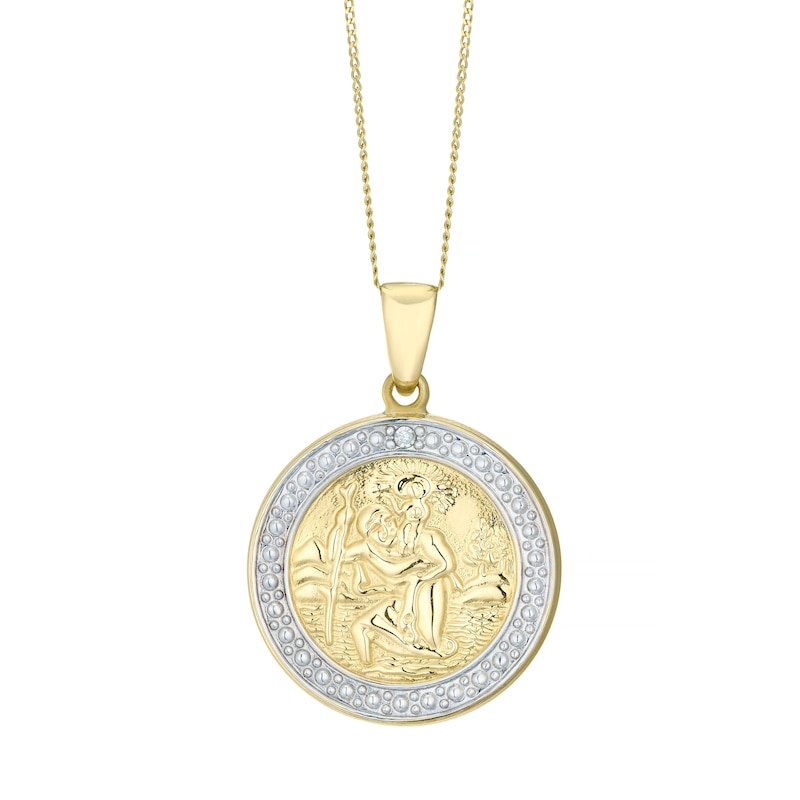 Main Image 1 of 9ct Gold Two-Tone Diamond St Christopher Pendant