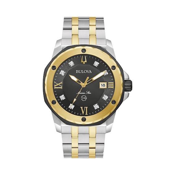 Bulova Marine Star Diamond Mens Two-Tone Bracelet Watch