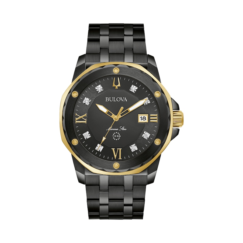 Main Image 1 of Bulova Marine Star Diamond Men's Black Ip Bracelet Watch