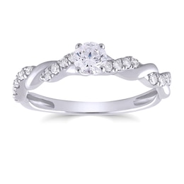 Engagement Ring 9ct White Gold Solitaire Twist 0.50ct Diamond Ring