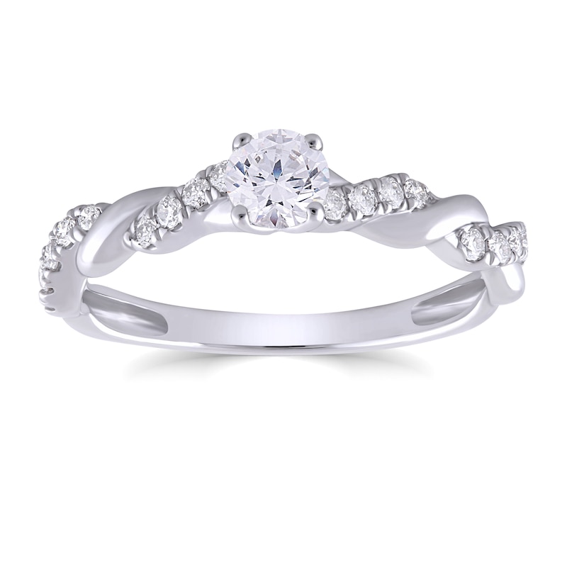 9ct White Gold 0.50ct Total Diamond Solitaire Twist Ring
