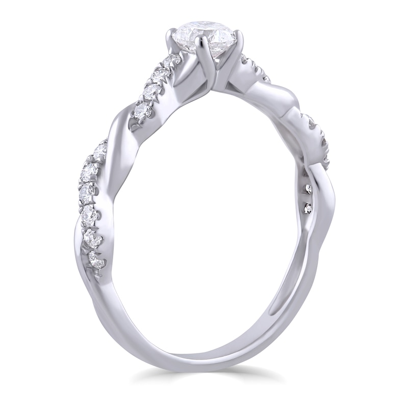 Main Image 2 of 9ct White Gold 0.50ct Total Diamond Solitaire Twist Ring