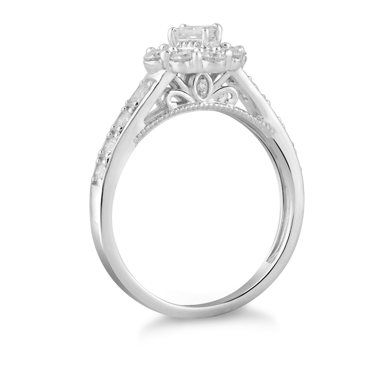Main Image 2 of Princessa 9ct White Gold 0.66ct Diamond Cluster Ring