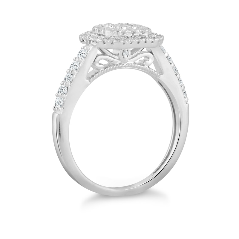 Main Image 2 of Princessa 9ct White Gold 0.66ct Diamond Cluster Ring