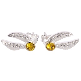 Harry Potter Sterling Silver Crystal Golden Snitch Earrings