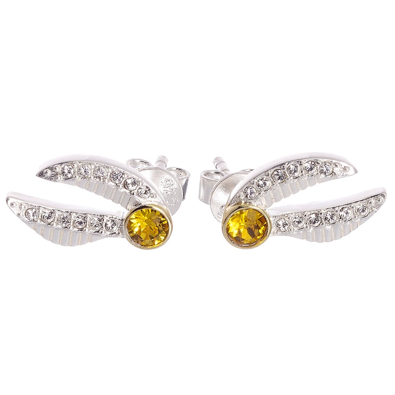 Main Image 1 of Harry Potter Sterling Silver Crystal Golden Snitch Earrings