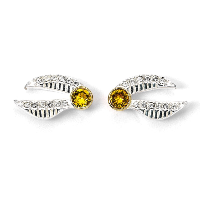 Main Image 2 of Harry Potter Sterling Silver Crystal Golden Snitch Earrings