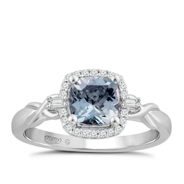 Emmy London 18ct White Gold Aquamarine & 0.10ct Diamond Ring