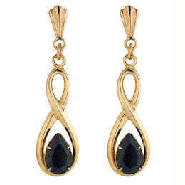 9ct Yellow Gold Sapphire Drop Earrings