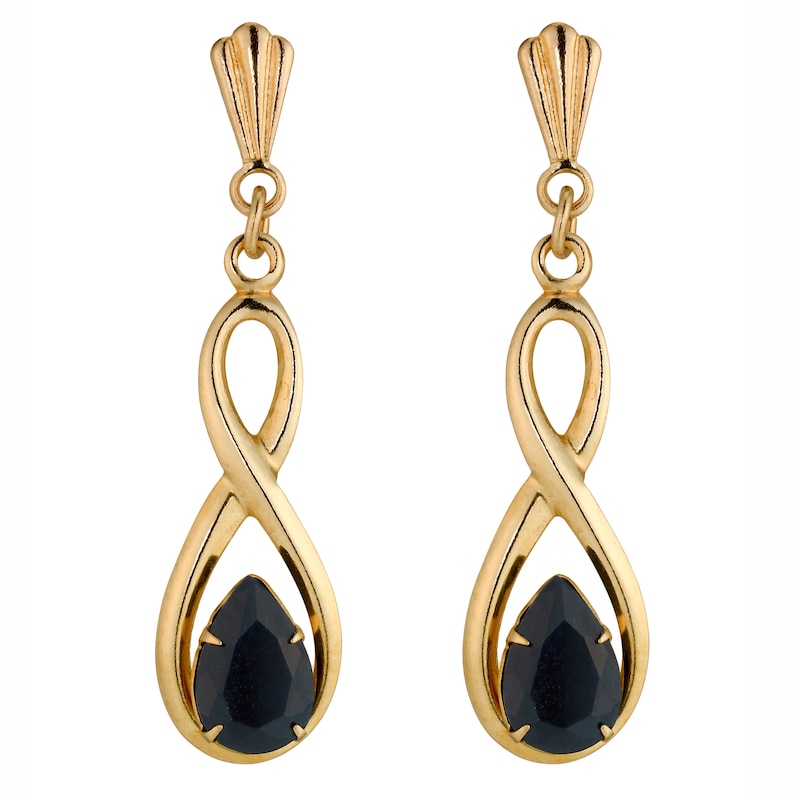 Main Image 1 of 9ct Yellow Gold Sapphire Drop Earrings