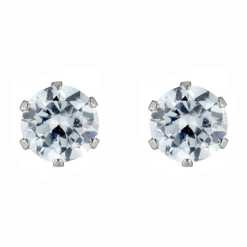9ct White Gold Cubic Zirconia 4mm Stud Earrings