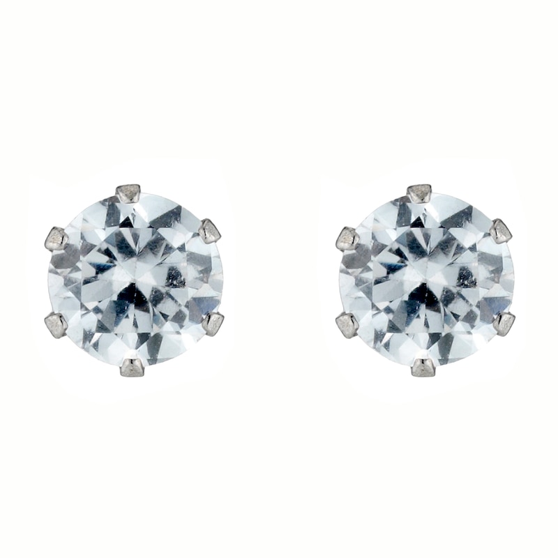 Main Image 1 of 9ct White Gold Cubic Zirconia 4mm Stud Earrings