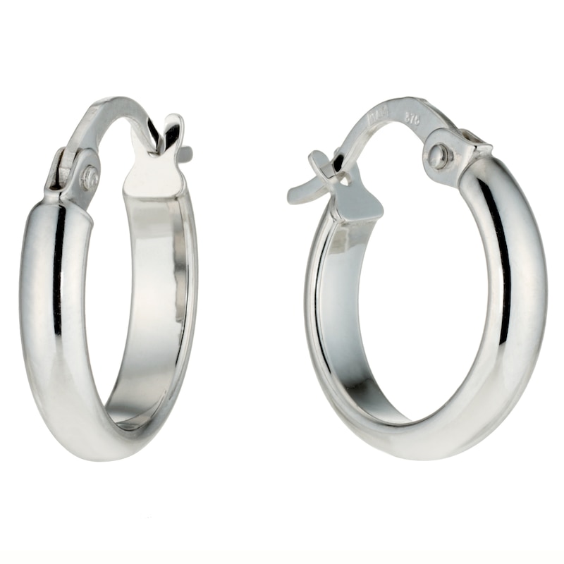 9ct White Gold 11mm Hoop Earrings