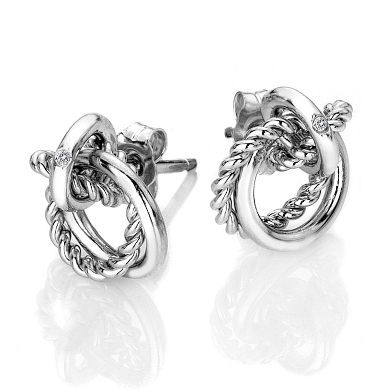 Hot Diamonds Sterling Silver Interlocking Hoop Earrings
