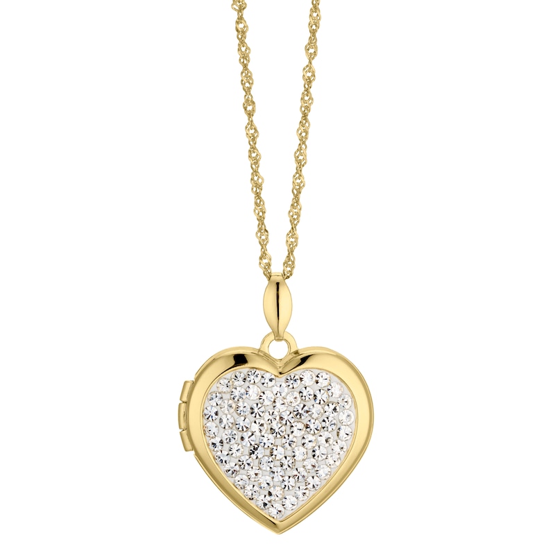 Silver & 9ct Bonded Yellow Gold Crystal Heart Locket