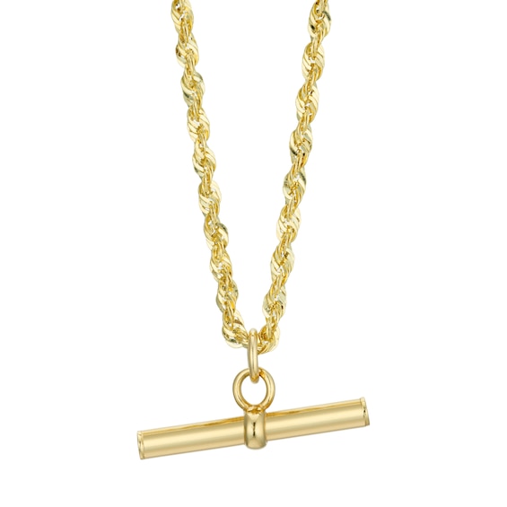 9ct Yellow Gold Rope Chain T-Bar Necklace