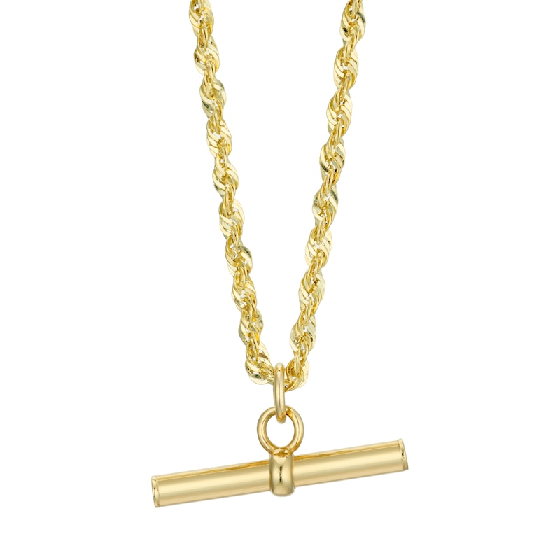9ct Yellow Gold Rope Chain T-Bar Necklace