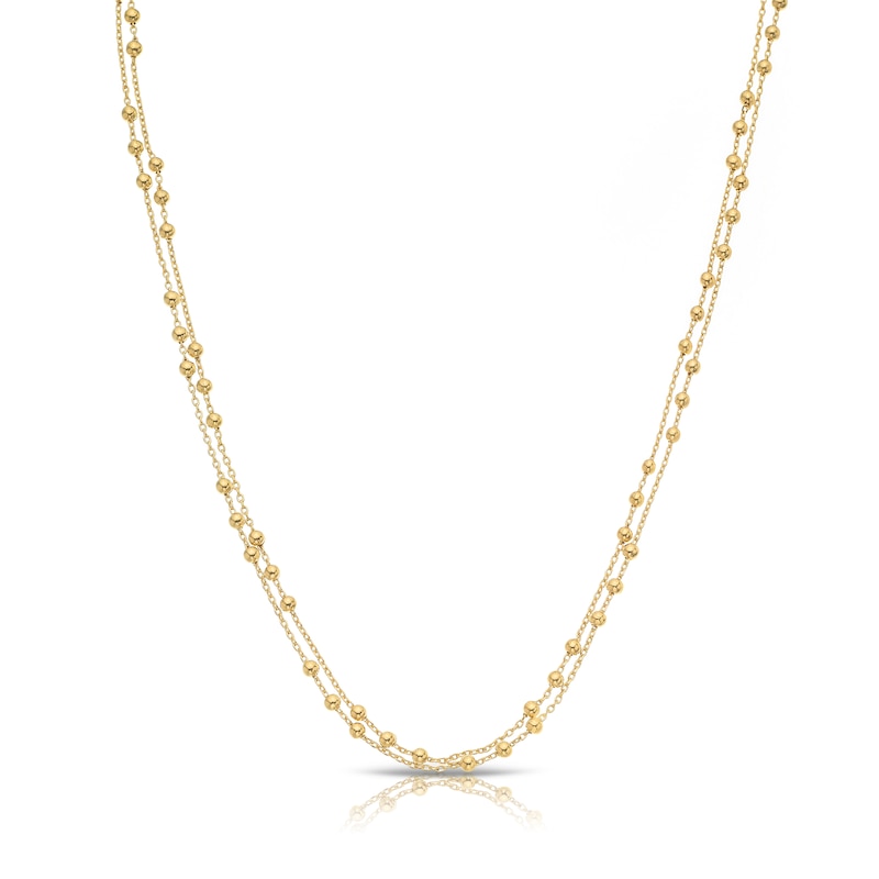Main Image 1 of Sterling Silver & 18ct Gold Plated Vermeil Adjustable Beaded Chain Necklace