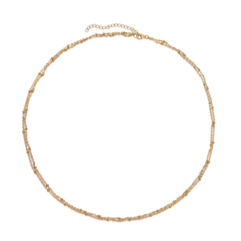 Sterling Silver & 18ct Gold Plated Vermeil Adjustable Beaded Chain Necklace