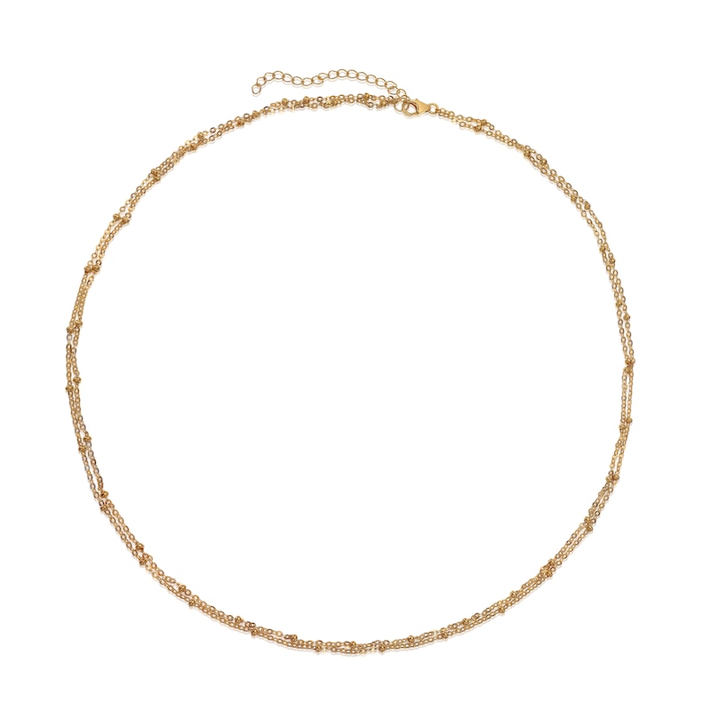 Main Image 2 of Sterling Silver & 18ct Gold Plated Vermeil Adjustable Beaded Chain Necklace