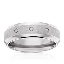Titanium Men's Diamond Three Stone Ring