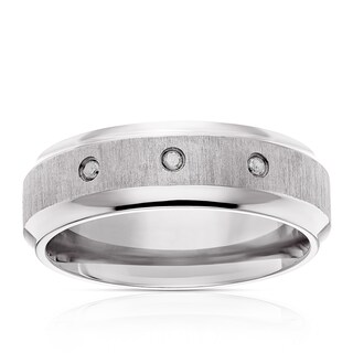 Titanium Men's Diamond Three Stone Ring