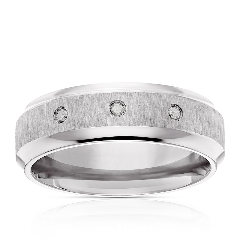 Titanium Men's Diamond Three Stone Ring
