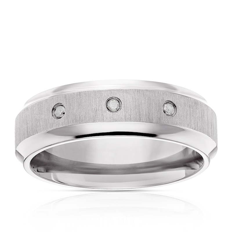 Main Image 1 of Titanium Men's Diamond Three Stone Ring