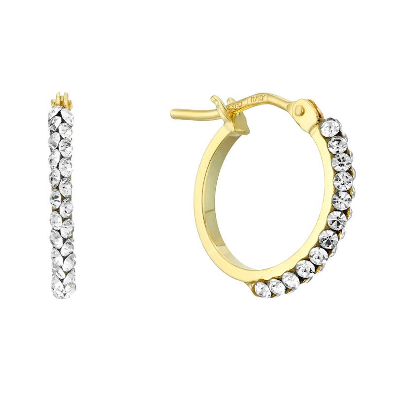 9ct Yellow Gold Crystal 10mm Hoop Earrings