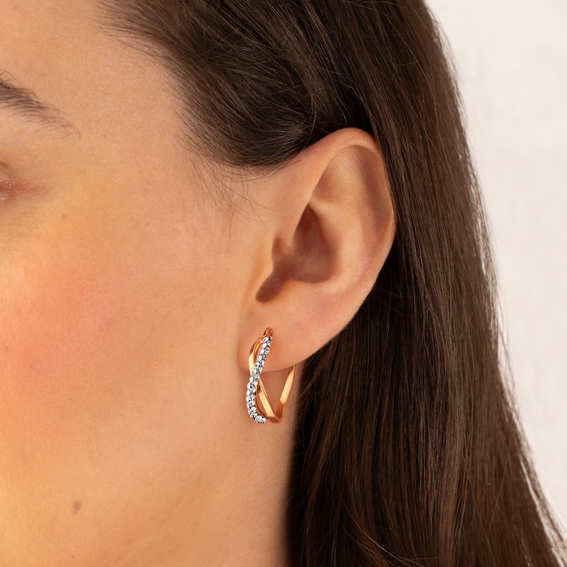 Main Image 2 of 9ct Yellow Gold Crystal Infinity Hoop Earrings