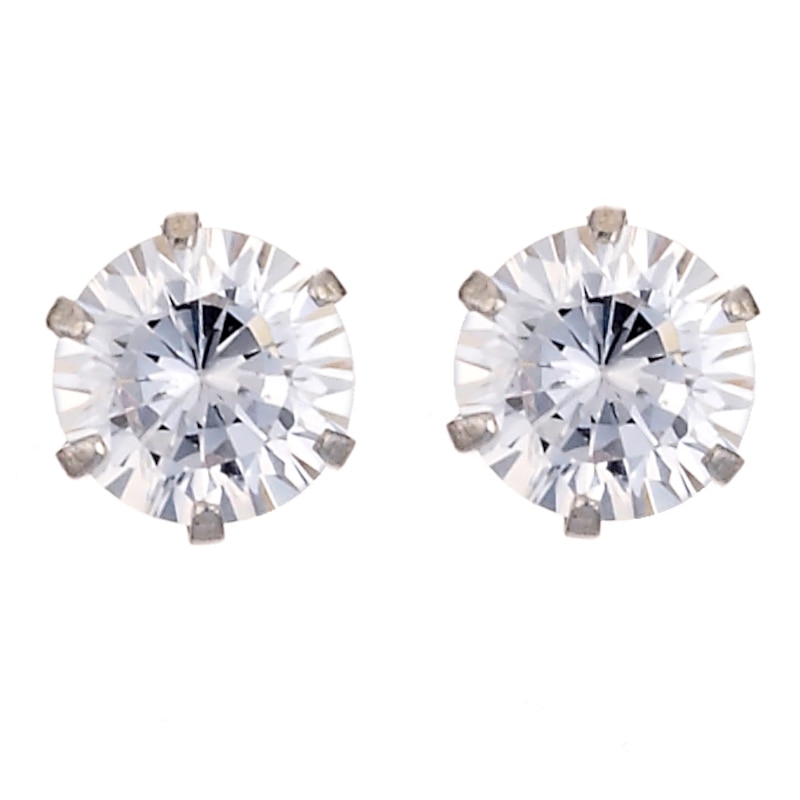 Main Image 1 of 9ct White Gold Cubic Zirconia 5mm Stud Earrings