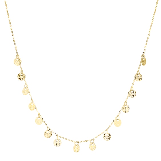 9ct Yellow Gold Solid Sparkle Disc Necklace