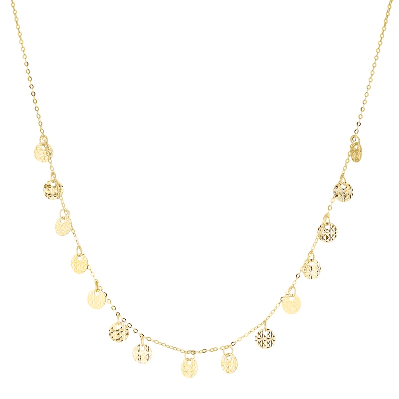Main Image 1 of 9ct Yellow Gold Solid Sparkle Disc Necklace