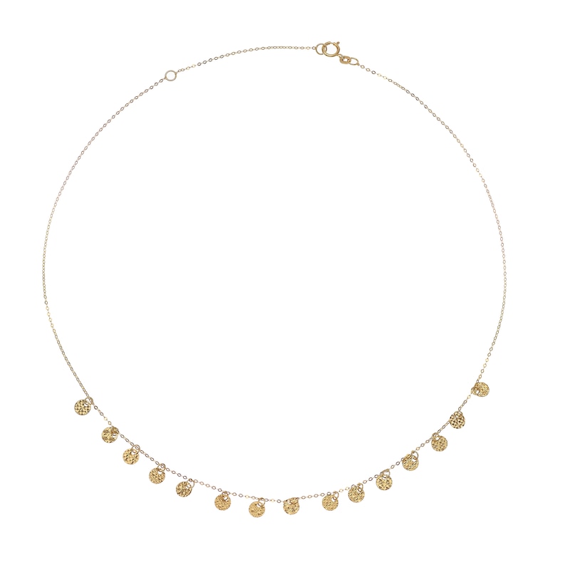 9ct Yellow Solid Gold Sparkle Disc Necklace