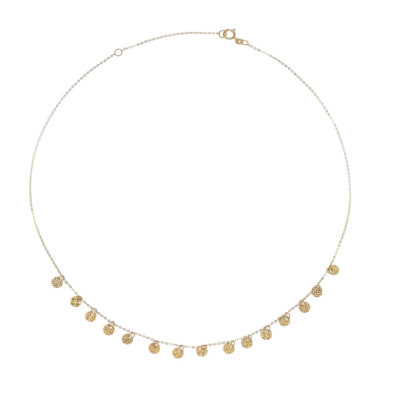 Main Image 2 of 9ct Yellow Gold Solid Sparkle Disc Necklace