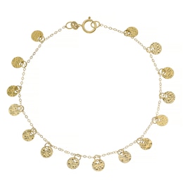 9ct Yellow Solid Gold Sparkle Disc Bracelet