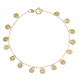 9ct Yellow Gold Solid Sparkle Disc Bracelet