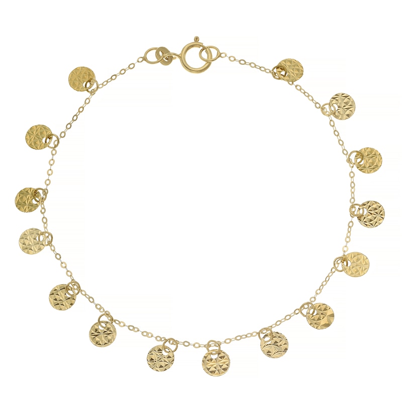 Main Image 1 of 9ct Yellow Gold Solid Sparkle Disc Bracelet