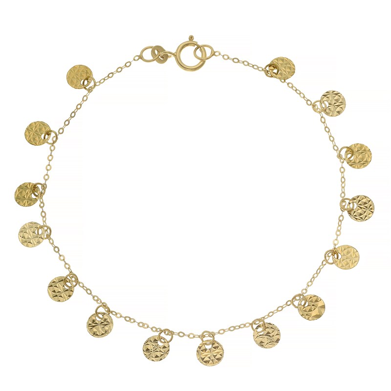 9ct Yellow Solid Gold Sparkle Disc Bracelet | H.Samuel