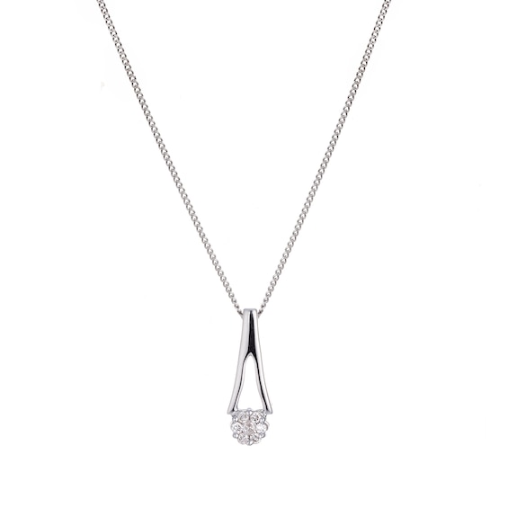 9ct White Gold Diamond Pendant