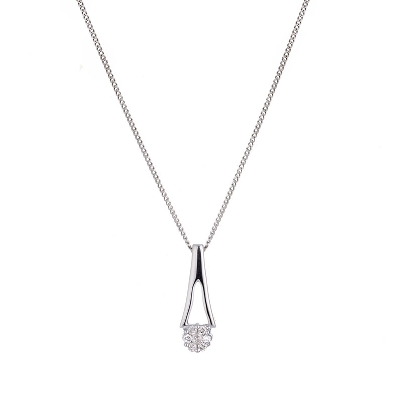 Main Image 1 of 9ct White Gold Diamond Pendant