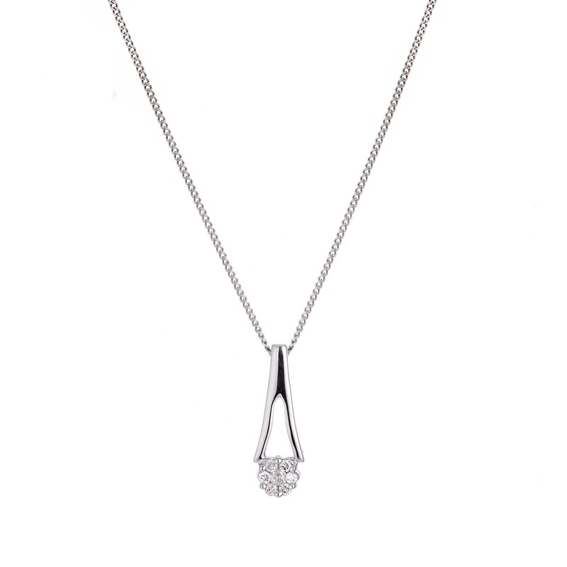 9ct White Gold Diamond Pendant