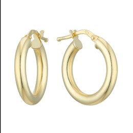 18ct Yellow Gold 18mm Round Tube Hoop Earrings