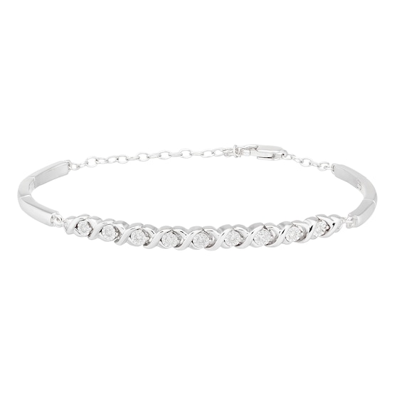 Sterling Silver 0.10ct Diamond Illusion Set Kiss Bracelet