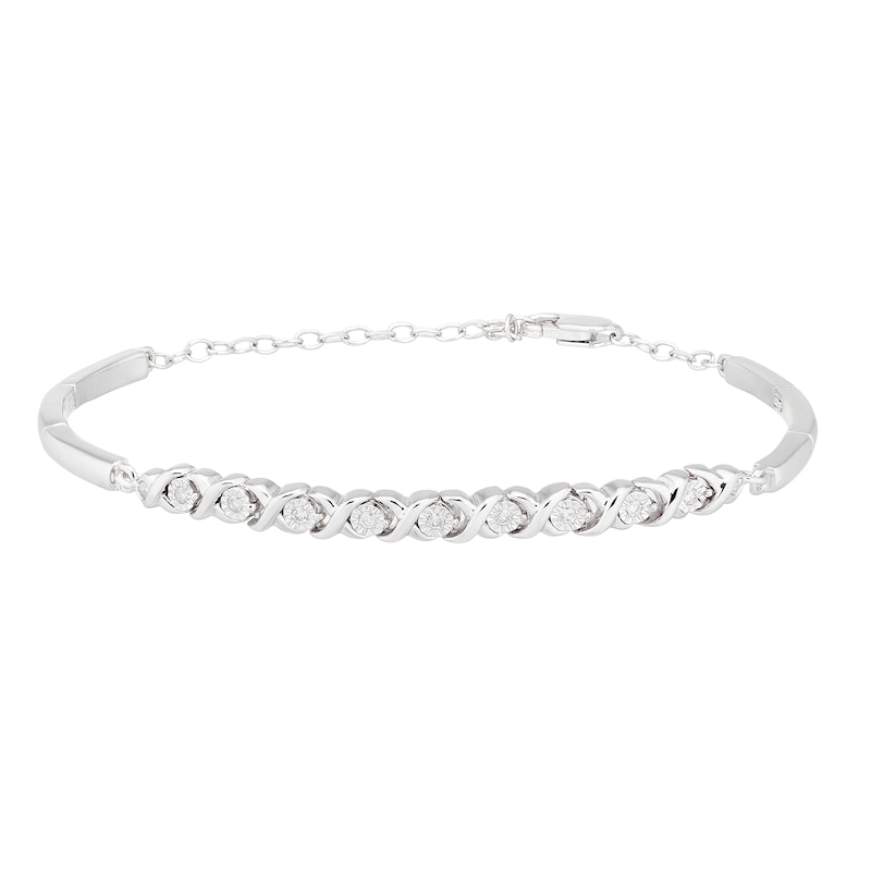 Silver 0.10ct Diamond Illusion Set Kiss Bracelet