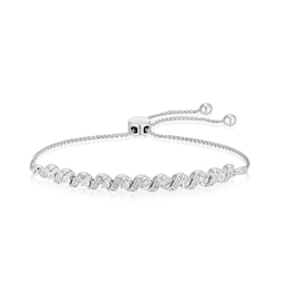 Sterling Silver 0.10ct Diamond Twist Bolo Bracelet