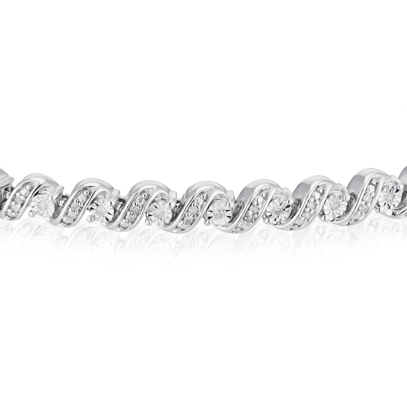 Main Image 2 of Sterling Silver 0.10ct Diamond Twist Bolo Bracelet
