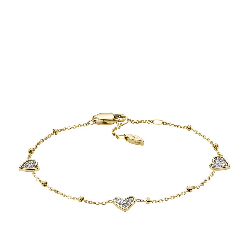 Fossil Sutton Classic Valentine Gold Tone Station Bracelet