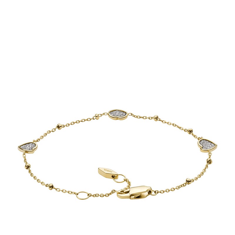 Fossil Sutton Classic Valentine Gold Tone Station Bracelet