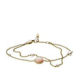 Fossil Sutton Gold Tone Pink Mother-of-Pearl Bracelet